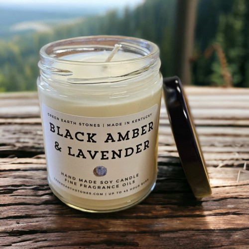 Black Amber & Lavender 8oz Soy Candle 