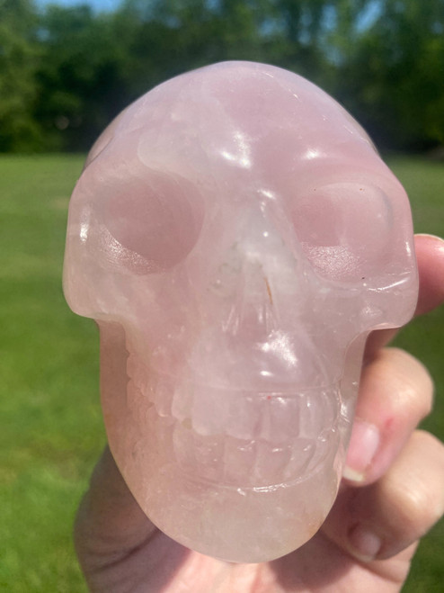 Rose Quartz XL Carved Skull