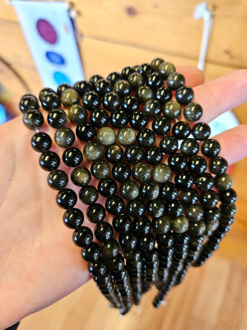 Black Sheen Obsidian 8mm Beads