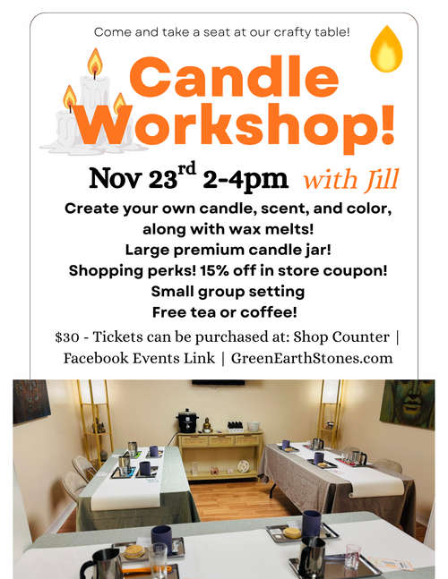 Candle Workshop - NOV 23rd 2-4PM  CLICK TO PURCHASE TICKET