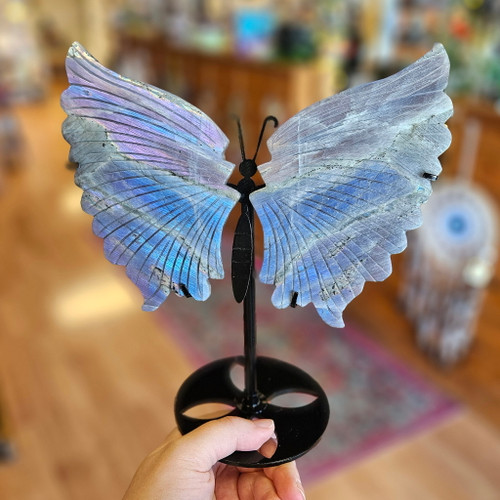 Labradorite Butterfly Wings with Stand 
