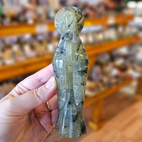 Praying Lady Carving, Prehnite with Epidote