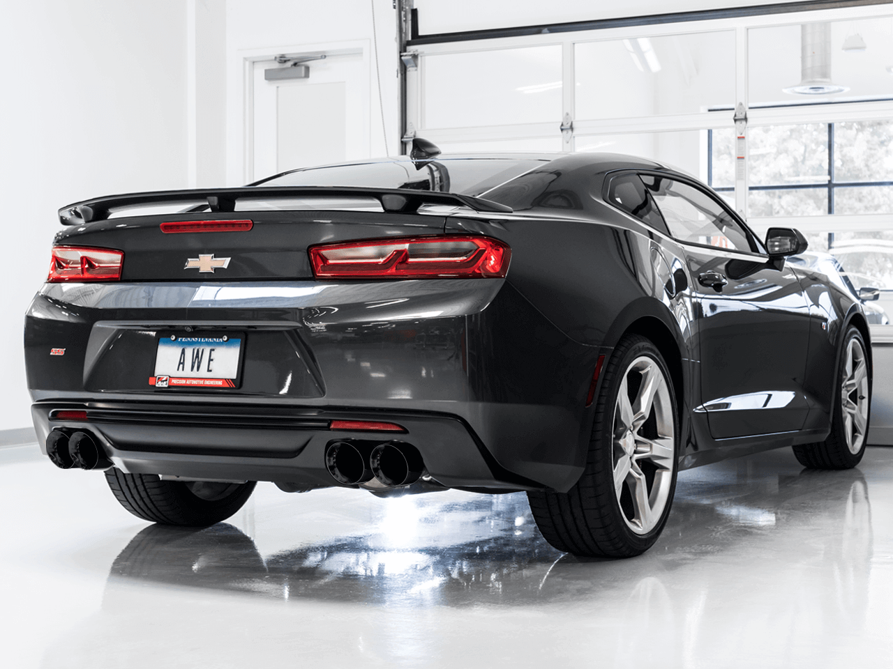 AWE Track Non-Resonated Exhaust With Black Tips For 16-21 Camaro SS - 3020-43074