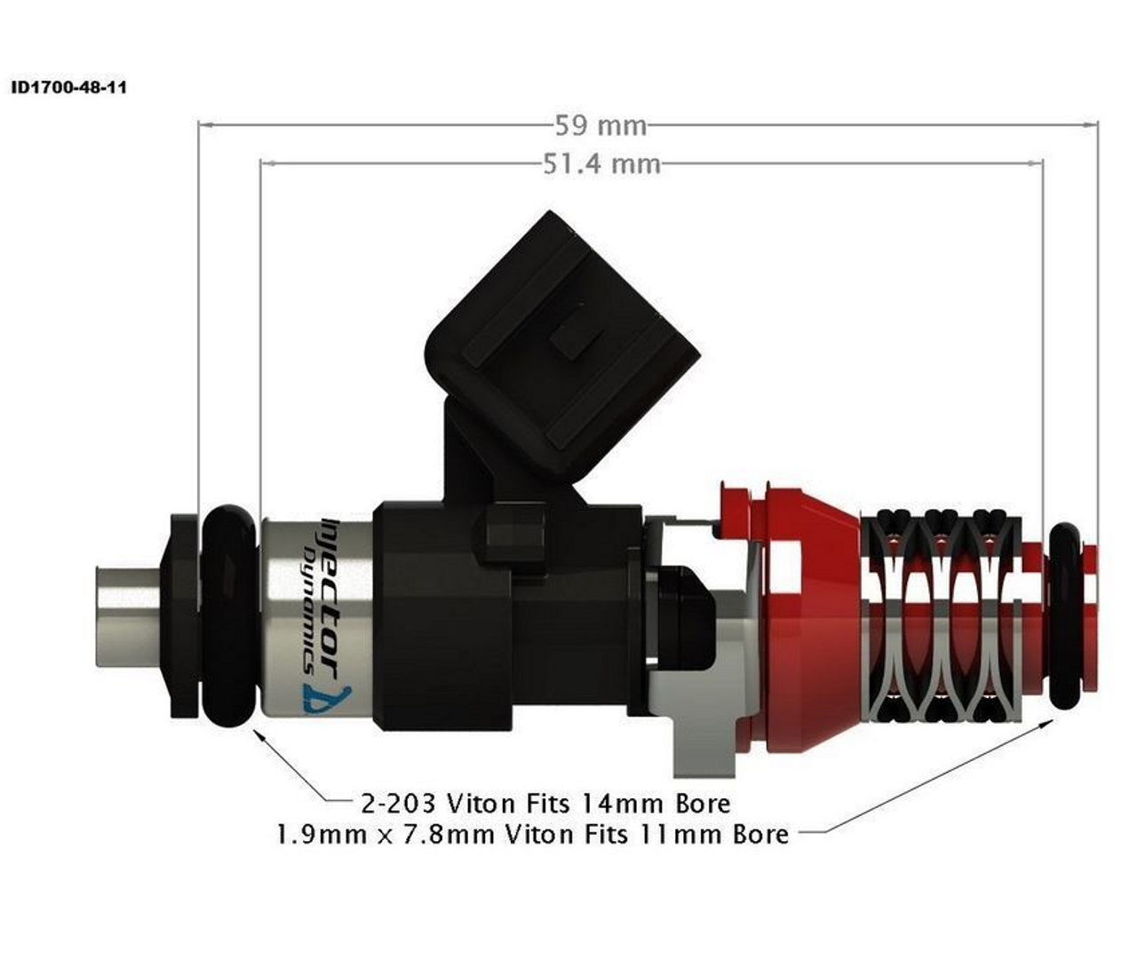 Injector Dynamics ID1050X Fuel Injectors With Adapters For 02-20 Subaru WRX/STI - 1050.48.11.WRX.4