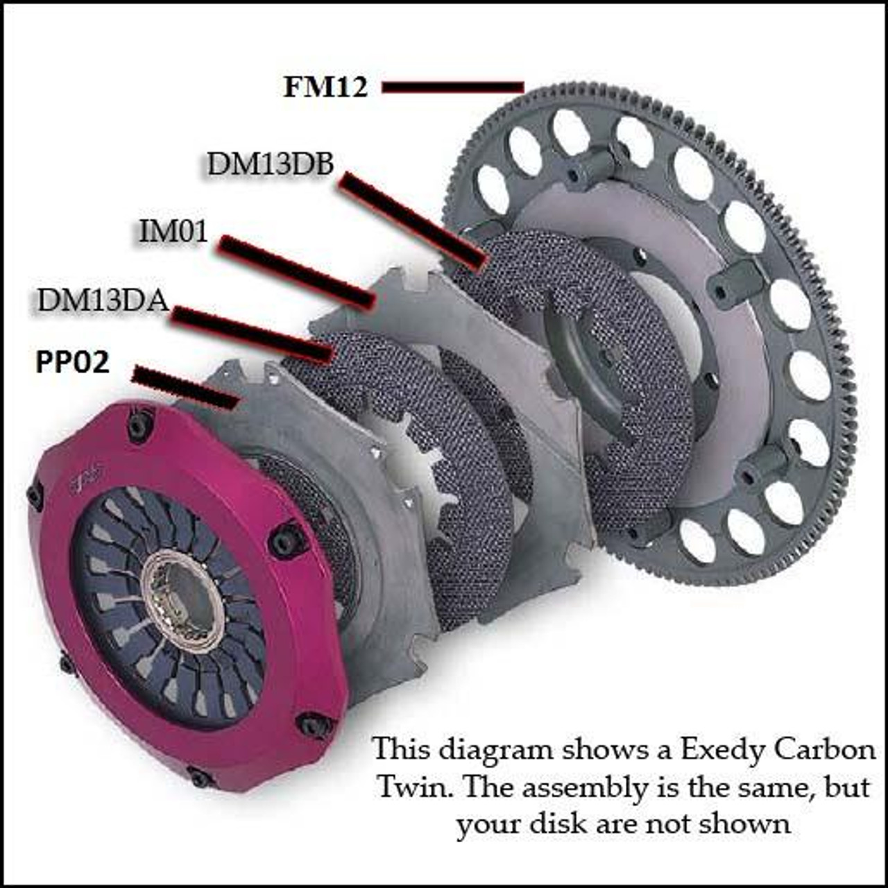 Exedy DM13DA Twin Plate Clutch Disc Replacement For Mitsubishi Evo 8/9