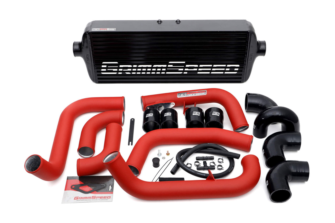 GrimmSpeed Front Mount Intercooler (Black/Red) For 08-14 Subaru STI - 090253