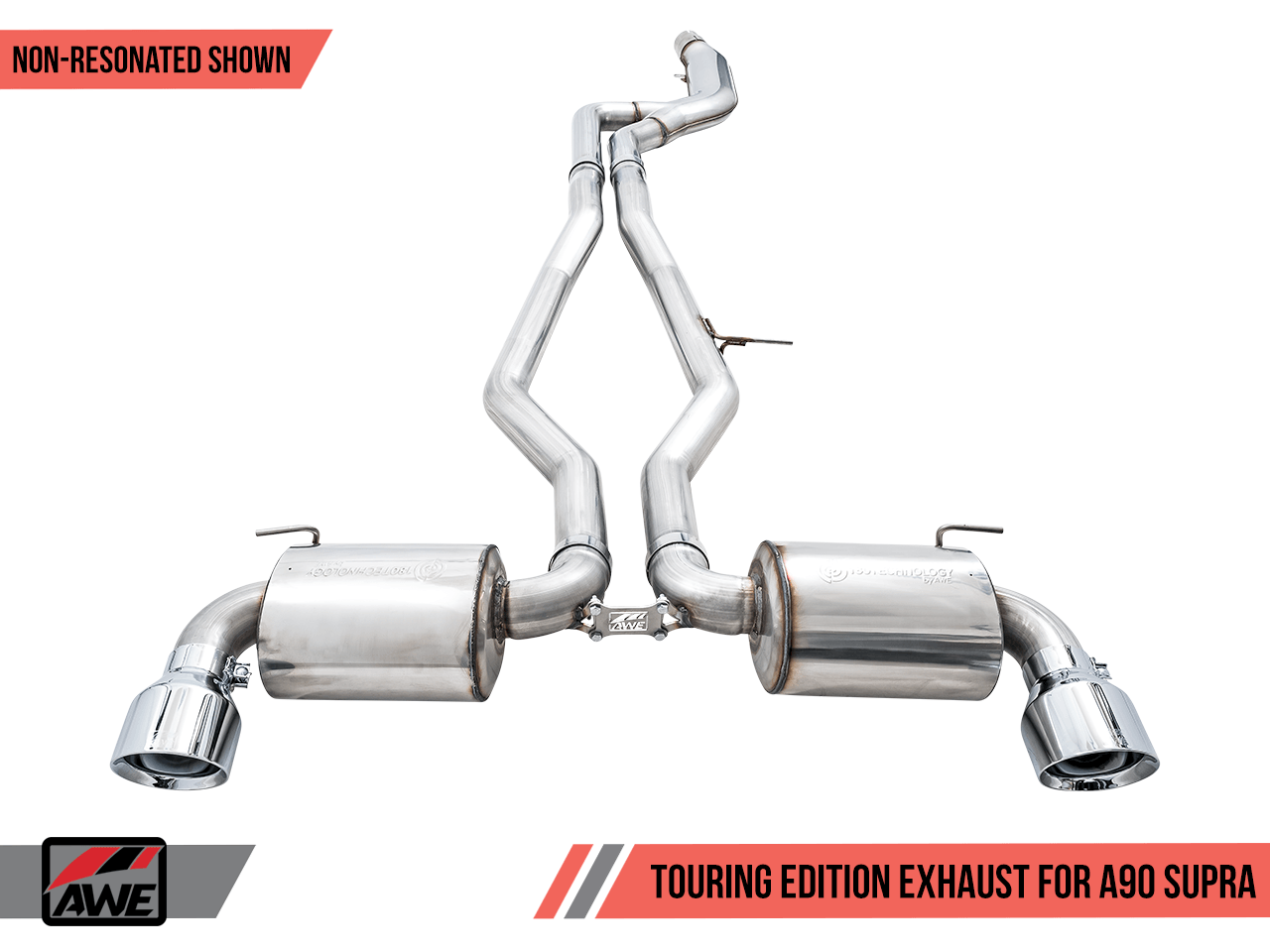 AWE Non-Resonated Touring Exhaust (Chrome Tips) For Toyota Supra A90 - 3020-32058