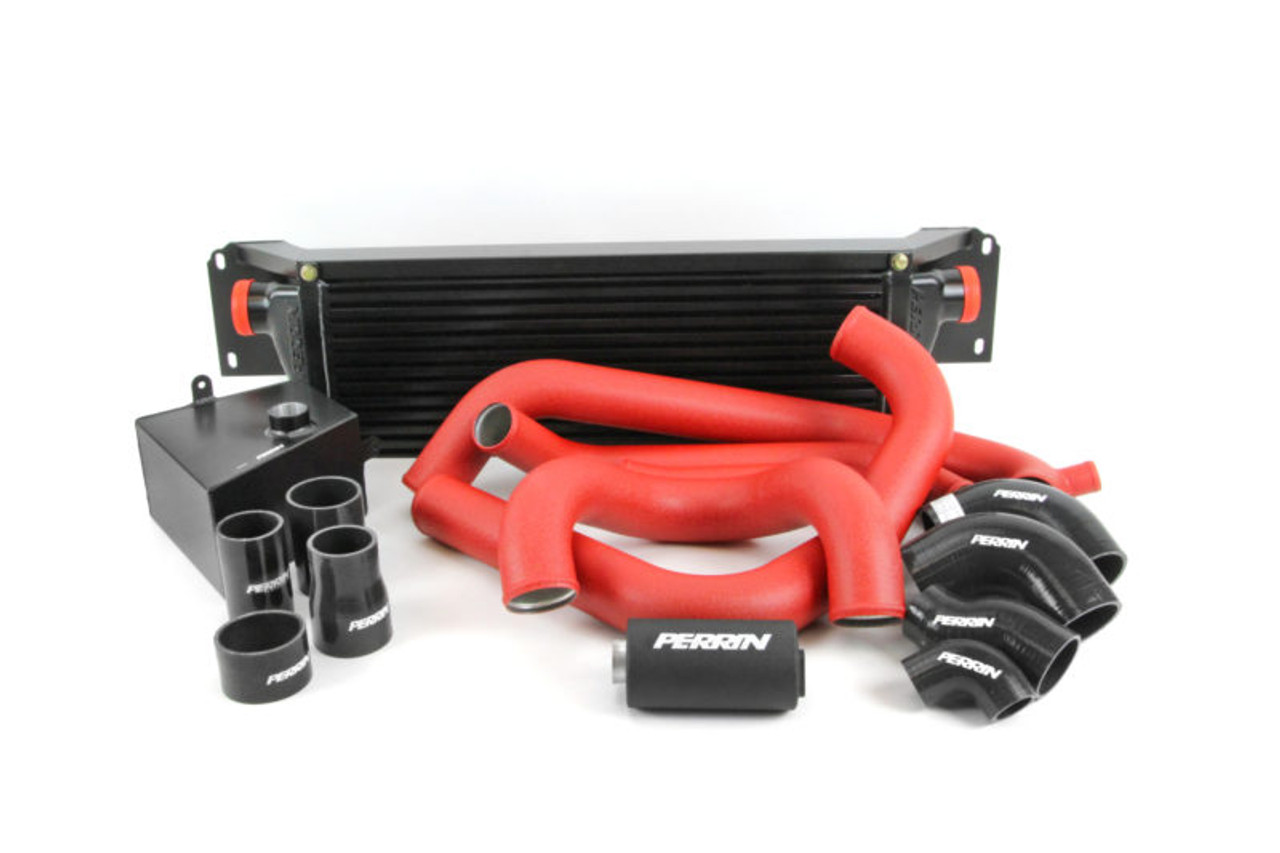 Perrin Front Mount Intercooler Kit (Black/Red) For 15-17 Subaru STI - PSP-ITR-KIT5-BKRD