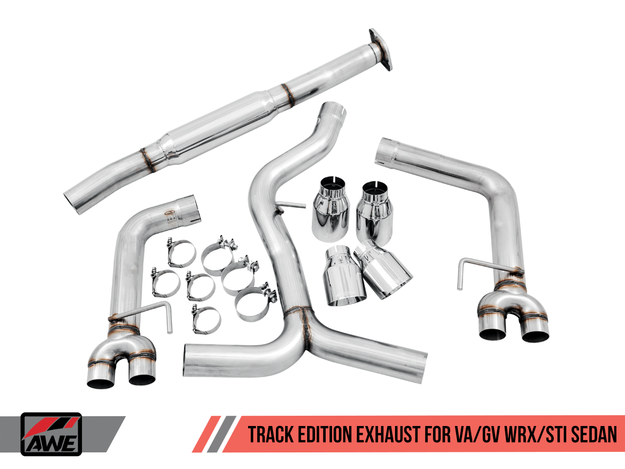 AWE Track Catback Exhaust (Chrome Tips) For 11-21 Subaru WRX/STI - 3020-42058