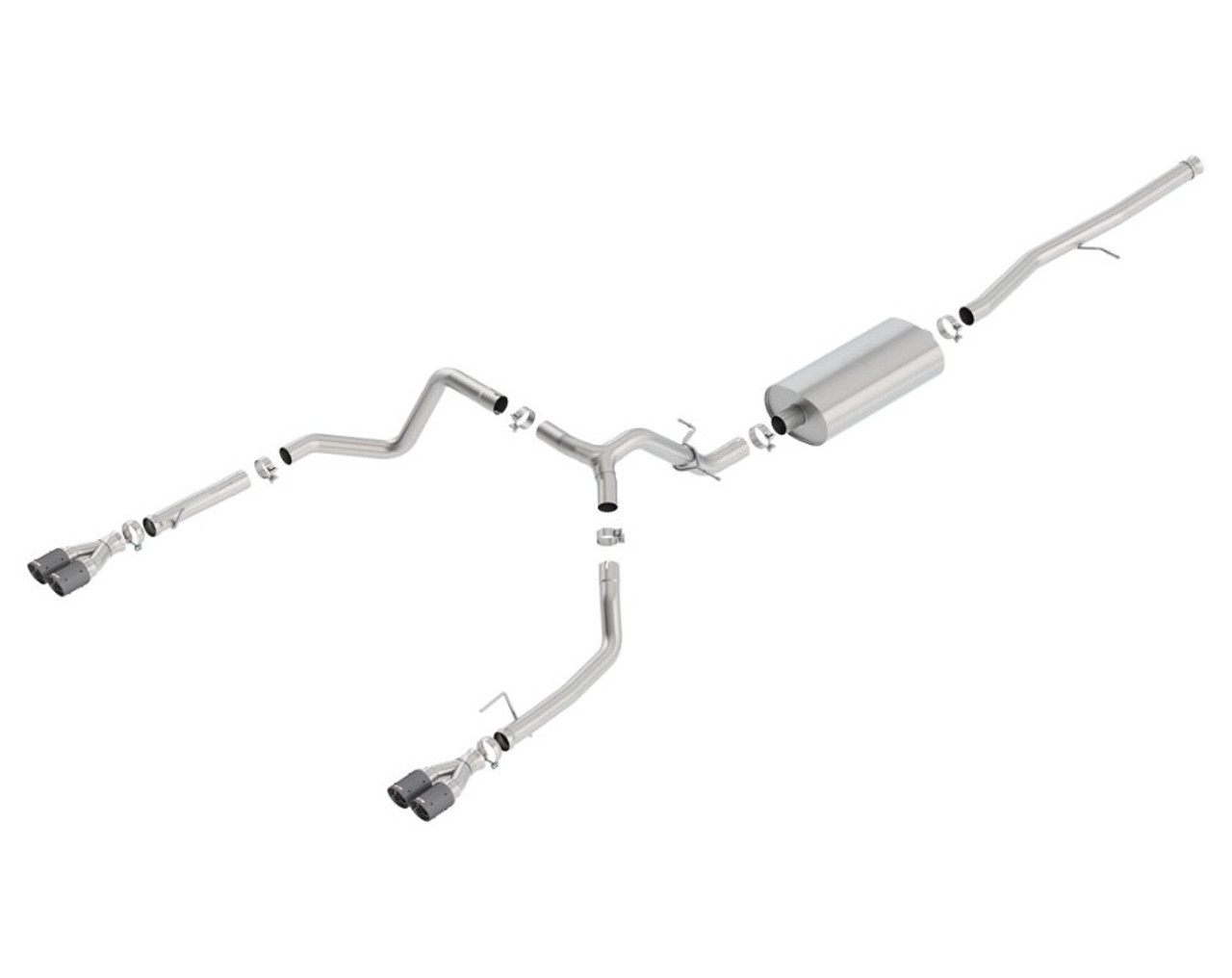 Borla Touring Catback Exhaust With Quad CF Tips For 19-25 Silverado 1500 5.3L - 140768CF