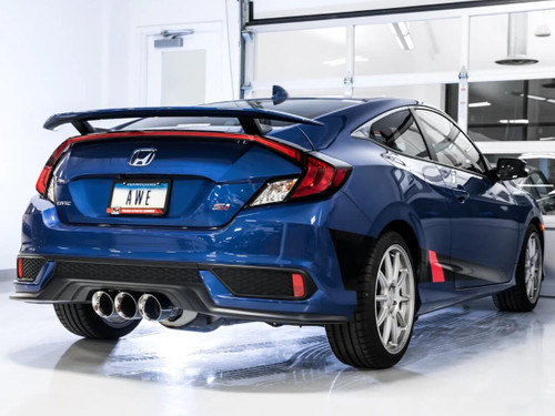 AWE Track Edition Catback Exhaust With Triple Chrome Tips For 17-20 Honda Civic Si - 3020-52008