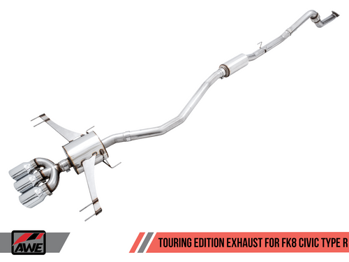 AWE FK8 Touring Exhaust (Black Tips) For 17+ Honda Civic Type R - 3015-53006