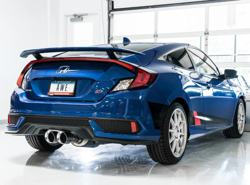 AWE Track Edition Catback Exhaust With Dual Chrome Tips For 17-20 Honda Civic Si - 3020-32052