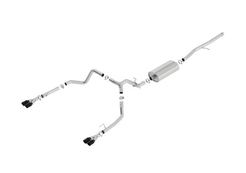 Borla Touring Catback Exhaust With Black Tips For 19-25 Silverado 1500 5.3L - 140768BC Borla Touring Catback Exhaust With Black Tips For 19-25 Silverado 1500 5.3L - 140768BC