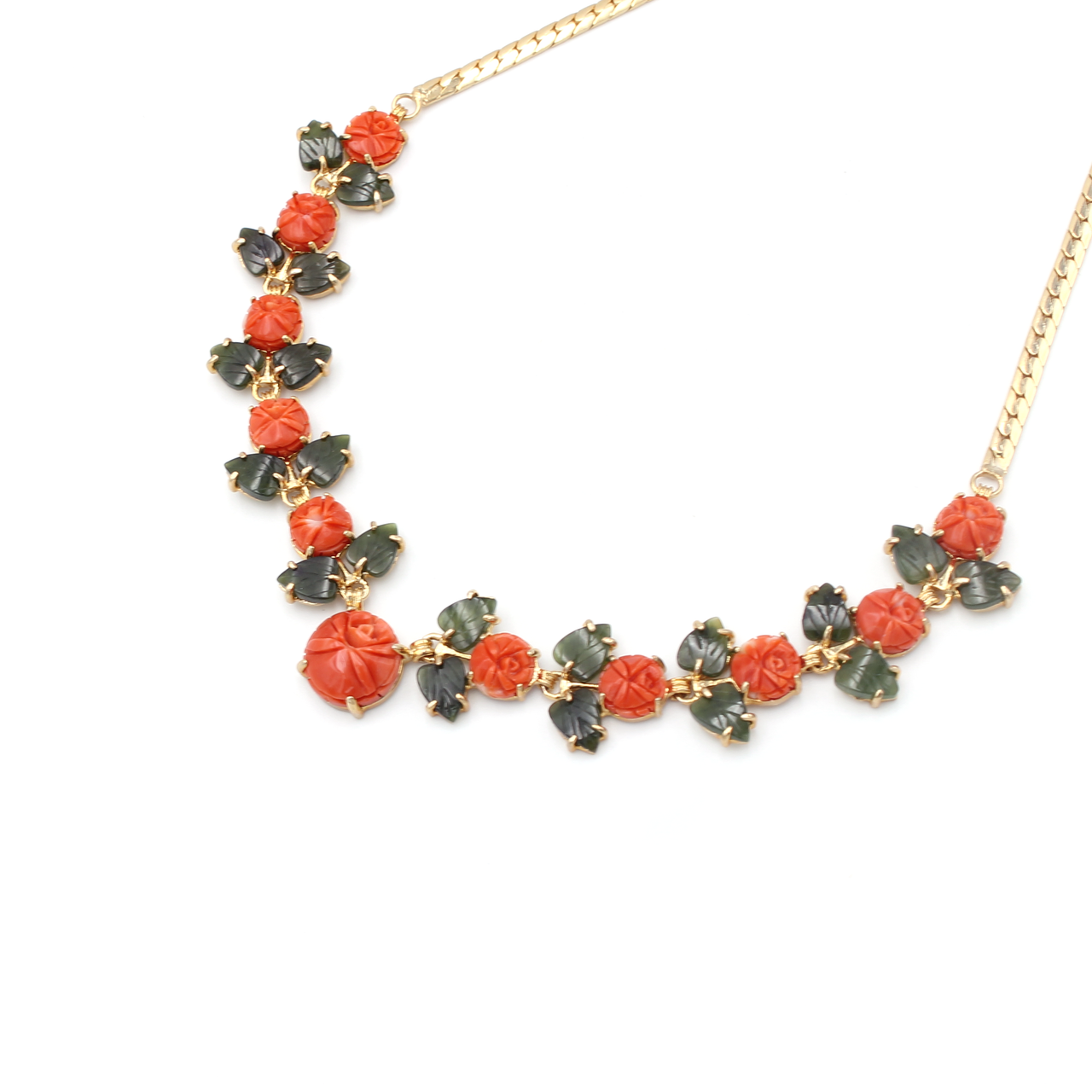 Akka Coral Flower Necklace \u0026 Earrings Set