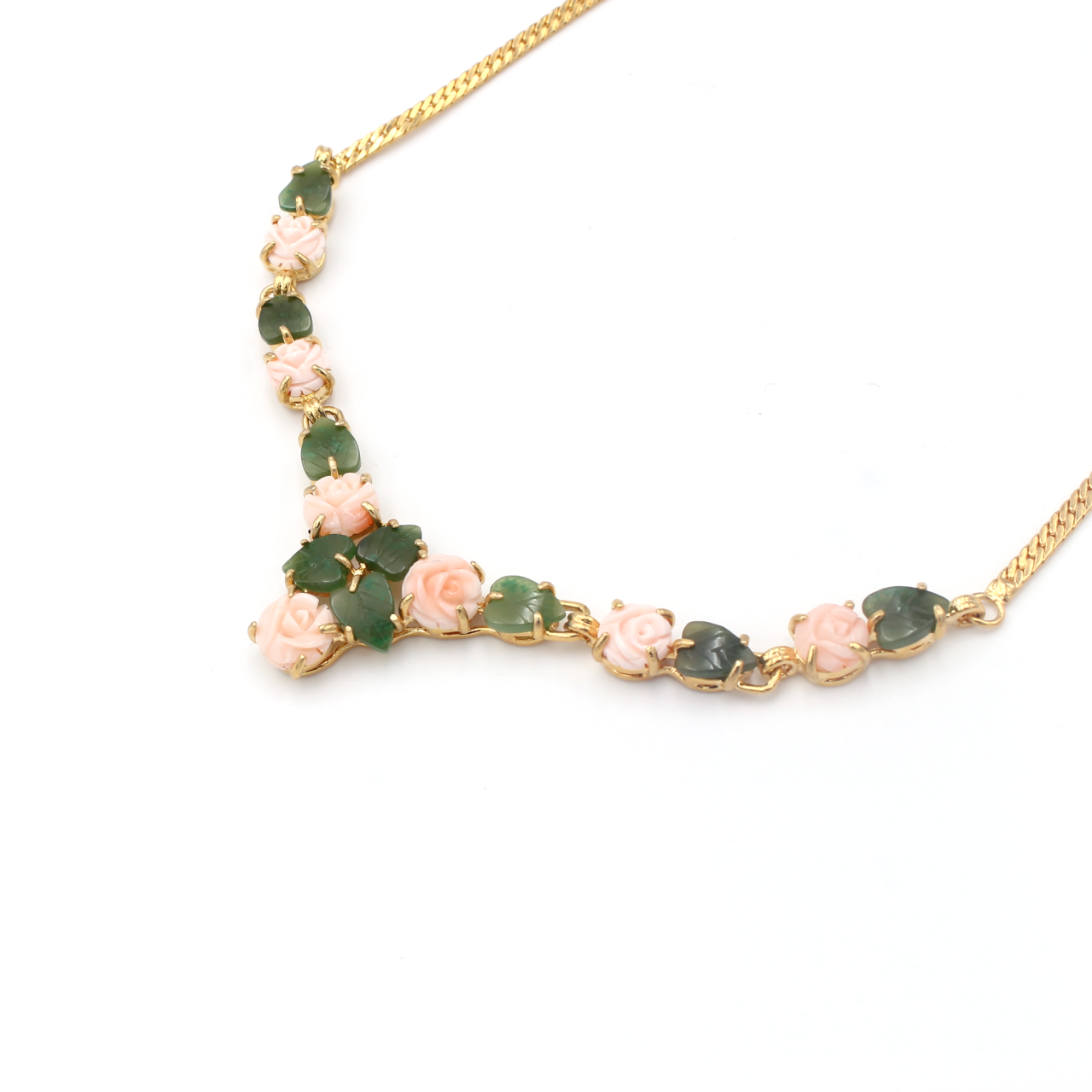 Pink Coral Flower Necklace \u0026 Earrings Set