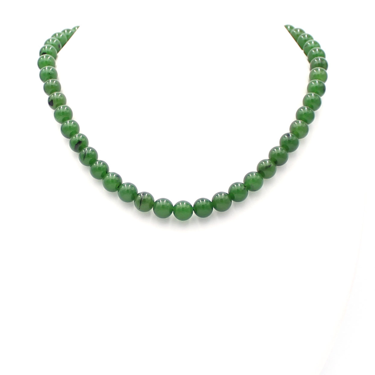 Buy Zoya Gems & Jewellery 7-9MM Green Jade and Gold Necklace/Green Nephrite  Jade Oval Beaded Necklace For Girls And Women at Amazon.in