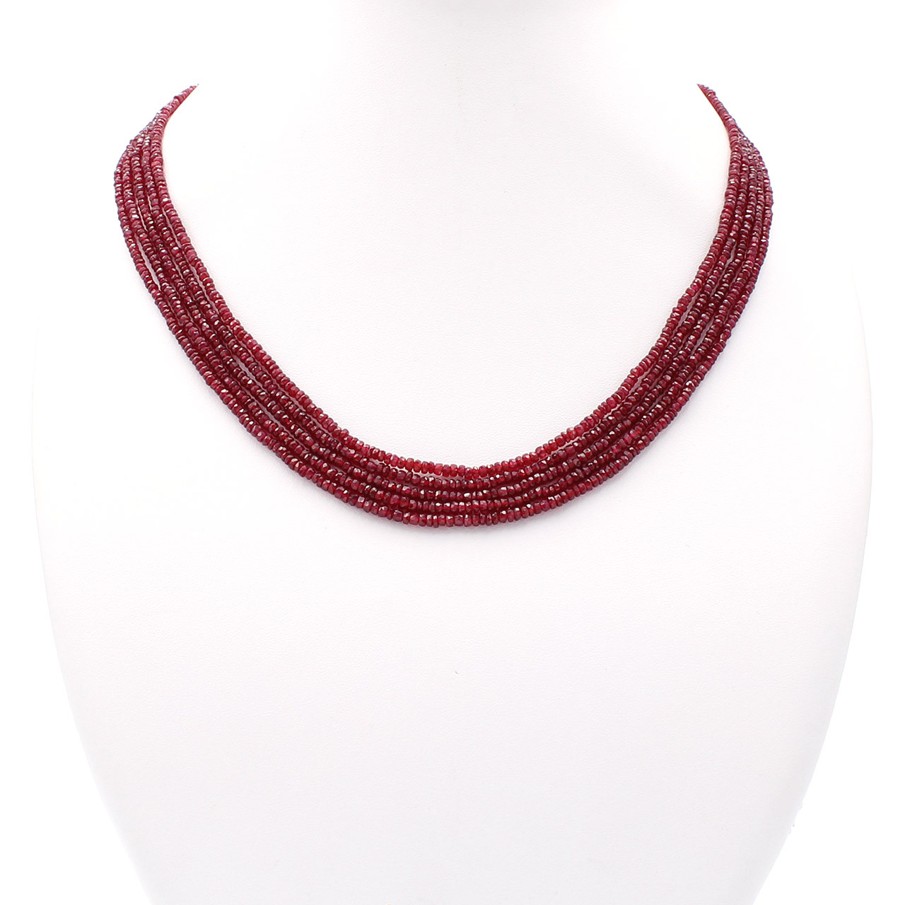 341.24cts Two Line Real Natural Red Ruby Beads Necklace (341.24ctsRubyNeck)