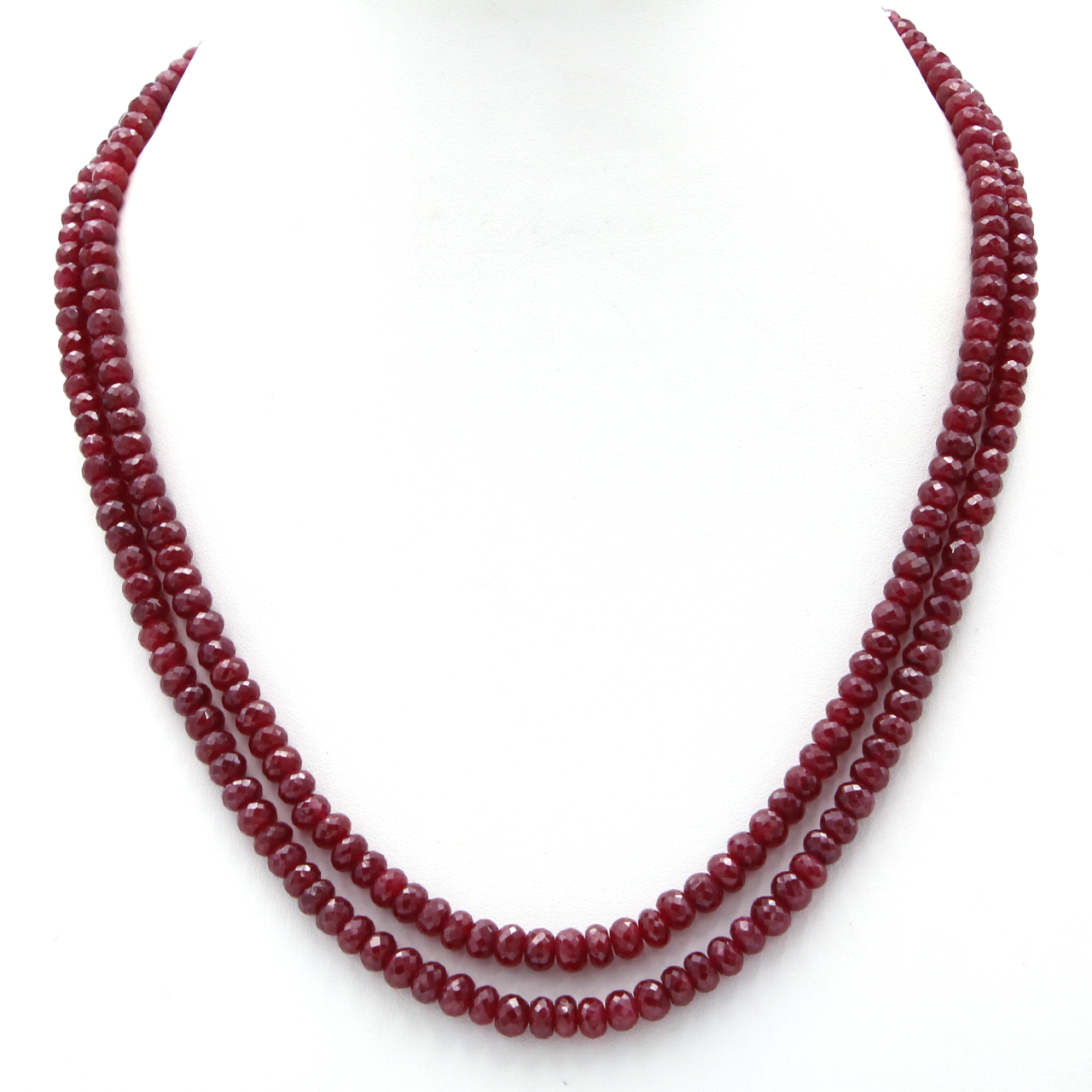 14KY Gold Emerald Shape Ruby Necklace 18