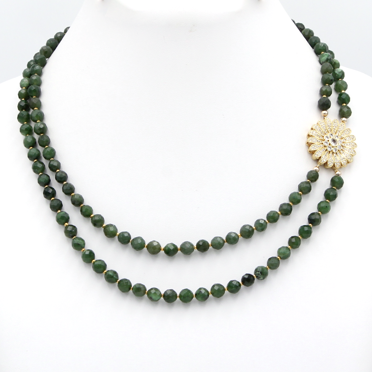 Green Jade Pendant Necklace in Sterling Silver | RuxiTirisi Designs