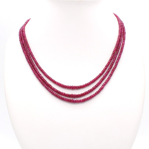 Three Layer Smooth Ruby Necklace