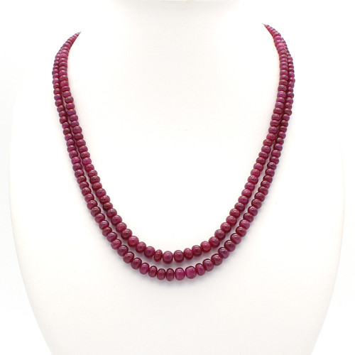 Two Layer Graduated Smooth Ruby Necklace Two Layer Graduated Smooth Ruby Necklace