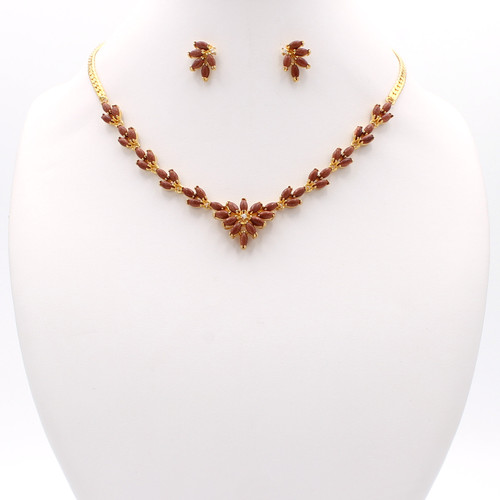 Pink Stone Gold Plated Necklace Set, Size: 14 Inch (necklace ) at Rs  350/set in Mumbai