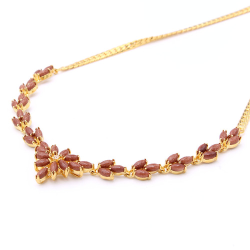 Brown goldstone gold metal necklace