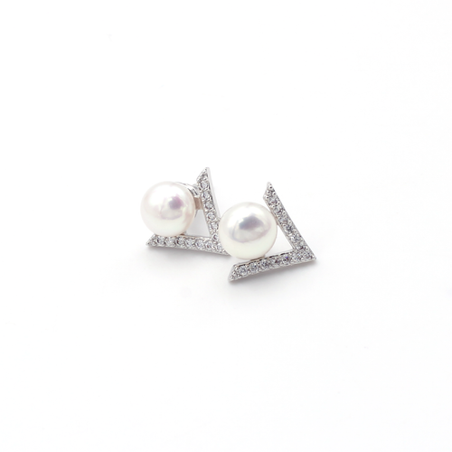 white freshwater pearl earrings, stud post