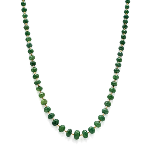 Faceted Emerald Necklace with Gold Beads