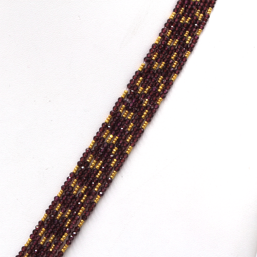 Garnet + Gold Beads String