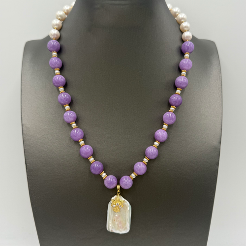 Pearl + Lavender Malai Jade Necklace
