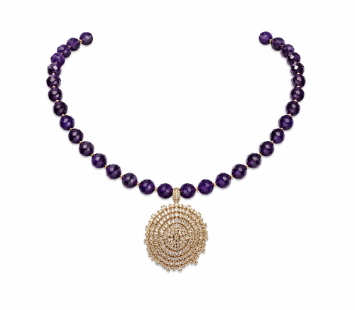 Round Amethyst Necklace with Pendant