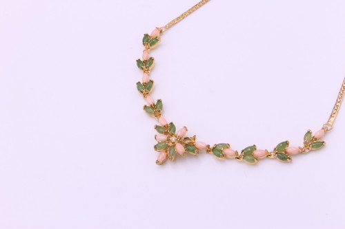 Pink Coral & Jade Gold Set