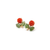 Red coral rose earrings with jade leaves