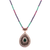 Ruby, emerald, and sapphire beaded necklace with teardrop-shaped CZ pendant