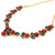 Red Taiwan coral flower necklace with green jade leaves and 22k gold