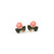 Bright pink coral rose flower earrings with natural jade leaves