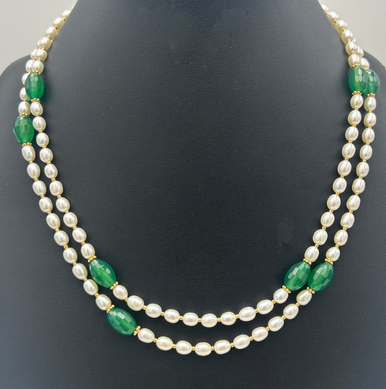 Three Layer Button Pearl Necklace