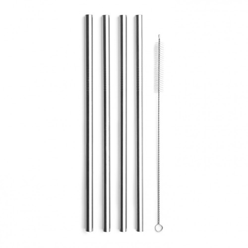 FINAL TOUCH STRAIGHT STRAWS WITH CLEANING BRUSH - SS - SET OF 4