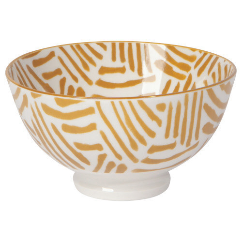 STAMPED BOWL 4" - OCHRE LINES
