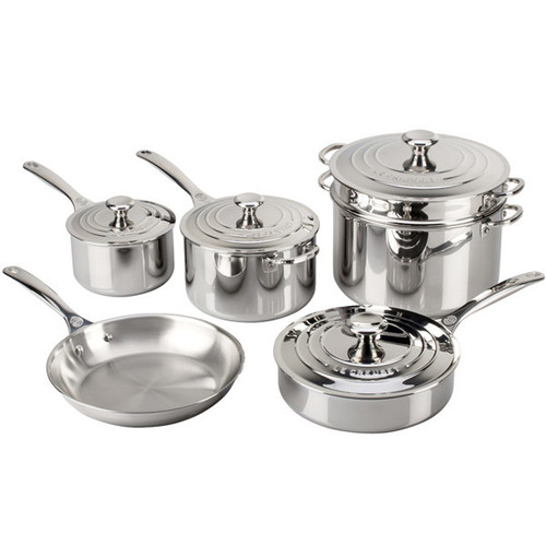 LE CREUSET TRI-PLY STAINLESS COOKWARE 10 PIECE SET