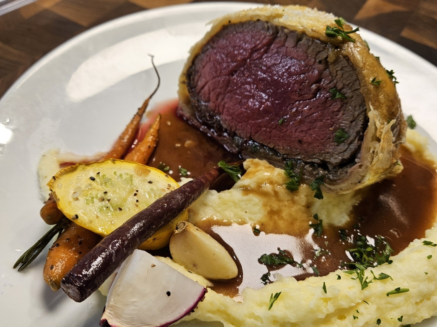 Beef Wellington with Pomme Puree