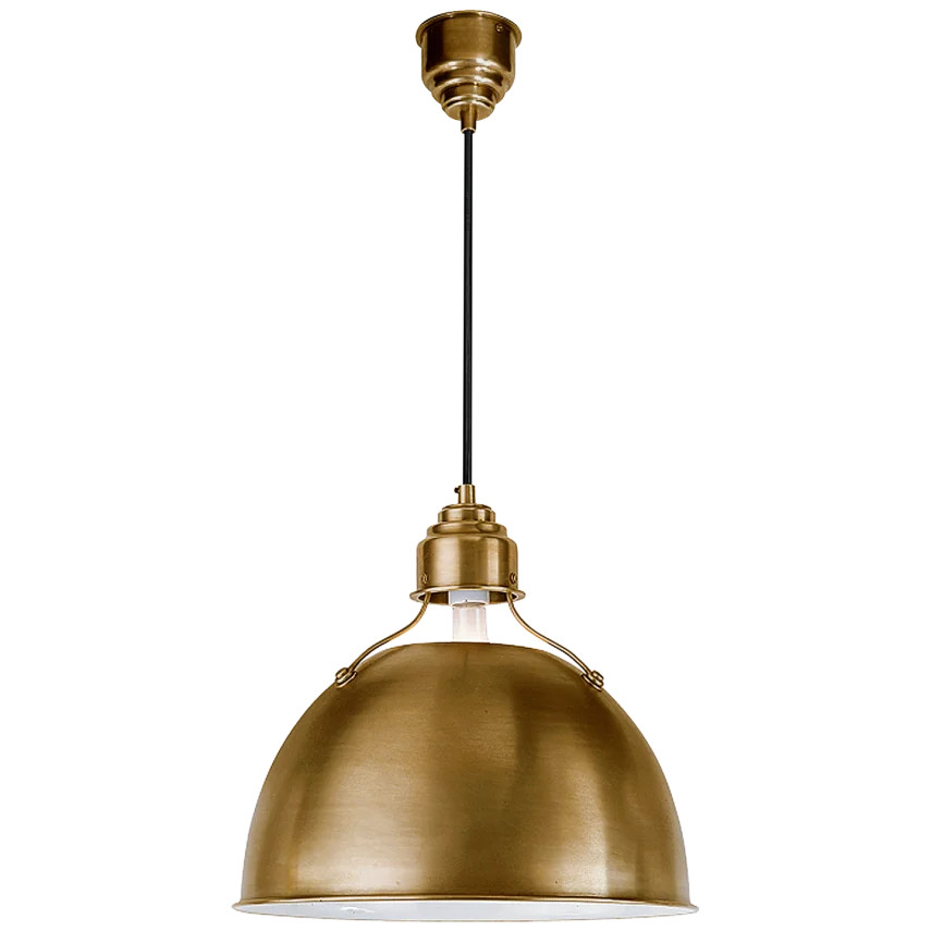 Goodman Hanging Light Medium Hand-Rubbed Antique Brass Antique White &  Brass Interior