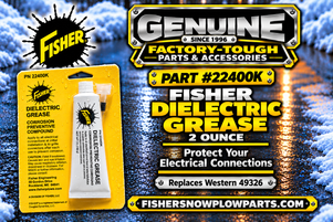 Elevate your snowplowing game with Fisher's 22400K Genuine Dielectric Grease, essential for maintaining optimal performance in extreme winter conditions.

Designed specifically for snowplow electrical connections, this 2 oz tube of dielectric grease provides a vital protective barrier, ensuring your equipment remains functional and efficient against moisture, salt, and corrosion.

High-quality dielectric grease for superior electrical protection
Recommended by Fisher Engineering for regular application
Protects against moisture, salt, and corrosion
Convenient 2 oz tube for easy application and storage
Low-viscosity formula for access to tight spaces

Secure your reliability and performance this winter with Fisher's 22400K Dielectric Grease, and tackle snow with confidence!