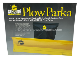  26812-1 - FISHER SNOWPLOWS GENUINE ACCESSORY -  SNOWPLOW PARKA COVER 

This snow plow cover is constructed of heavy duty nylon, and includes a gathered elastic band sewn into the bottom edge for a tight, weather resistant fit. This long lasting snowplow cover takes just seconds to install and provides protection for your snowplow's electrical and hydraulic systems.