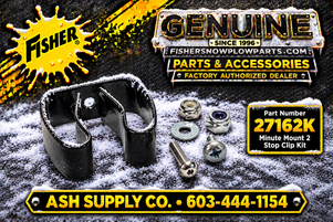 Enhance your snow plowing experience with the 27162K-1 Stop Clip Kit, a genuine replacement part expertly crafted for Fisher snow plows using the Minute Mount 2 system.

This essential kit ensures seamless operation and reliability during even the harshest winter conditions. Built with premium materials, each component delivers outstanding performance and durability, keeping your snow plow running smoothly.

High-quality construction for long-lasting use
Easy installation with user-friendly instructions
Compatible specifically with Minute Mount 2 systems
Secure attachment points to maintain plow blade integrity
Designed to withstand severe weather conditions

Prepare your Fisher snow plow for winter's toughest challenges with the 27162K-1 Stop Clip Kit and make your snow removal efforts more efficient and effective.