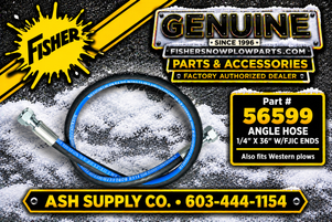 Boost your snow removal efficiency with the 56599 - FISHER WESTERN SNOWEX Replacement Hose. Built for heavy-duty applications, this vital component ensures your snowplow operates at its best.

Measuring 1/4 x 36 inches with durable FJIC ends, it's compatible with models like Fisher Extreme V and Western MVP. Experience enhanced hydraulic performance, essential for conquering the toughest winter challenges.

Durable construction for extreme weather
Compatible with multiple snowplow models
Maintains optimal hydraulic flow
Easy installation for quick replacements
Resilient under heavy use

Keep your snowplow in peak condition with the 56599 hose, and tackle winter with confidence!