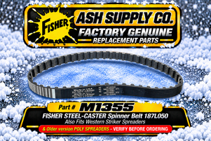 The M1355 Fisher Steelcaster Gear Belt 187L050 is your go-to solution for high-performance hopper spreader operation. This genuine replacement part is meticulously designed for Fisher and Western Striker models, ensuring a perfect fit and optimal functionality.

Engineered for durability, the M1355 belt surpasses aftermarket alternatives, providing the reliability needed for efficient spreading of materials. Say goodbye to inconsistent performance and restore your equipment's efficiency effortlessly.

Genuine replacement part for Fisher Steelcaster and Western Striker models
Designed for Polycaster with specific pulley positions
Ensures optimal efficiency and functionality
Easy installation for hassle-free maintenance

Invest in the M1355 gear belt today for unmatched reliability and performance in your spreading equipment.