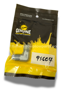 The 95604 - FISHER - WESTERN SNOW PLOWS Factory Genuine Replacement Parts - 1/4 NPT to JIC 90-Degree Elbow is an essential component for anyone looking to maintain their snow plow system effectively. Designed specifically to accommodate cylinders with a 1/4" pipe fitting, this elbow fitting seamlessly transitions to a JIC hose, ensuring compatibility with various hydraulic systems.

Crafted with high-quality materials, this replacement part ensures longevity and durability, even in the harshest winter conditions. The 90-degree design allows for efficient fluid flow while minimizing potential leaks, making it a reliable choice for maintaining optimal performance of your snow plow. Its precise engineering guarantees a snug fit, reducing wear and tear on your equipment.

Installation is straightforward, allowing users to quickly replace worn or damaged parts without extensive downtime. This elbow fitting is a vital addition for plow operators seeking to enhance their maintenance routine, ultimately contributing to improved plowing efficiency and performance. Whether you are a homeowner managing a driveway or a contractor handling significant snow removal projects, having the right replacement parts can make all the difference.

The 95604 elbow fitting is not merely a functional component but a testament to the quality and reliability associated with the FISHER and WESTERN brands. Each piece undergoes rigorous testing to meet industry standards, ensuring you receive a part you can trust. With this genuine replacement part, you invest in the performance and longevity of your snow plow system, making it a smart choice for anyone serious about maintaining their equipment. Equip your snow plow with the 95604 elbow fitting and experience a smoother, more efficient operation this winter season.